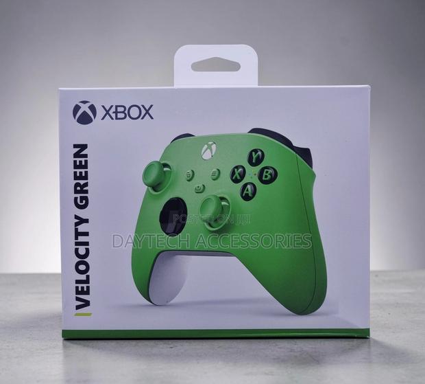 Microsoft Xbox Wireless Controller in the Velocity Green Colorway.