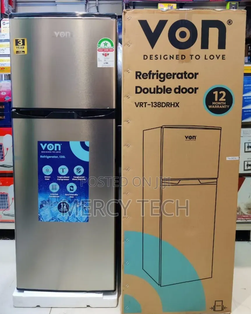 Von 138l Double Door Refrigerator