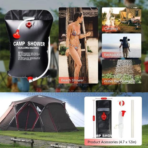Camping Shower Bag 20l With Detachable Hose Switchable Shower Head - thumbnail 2