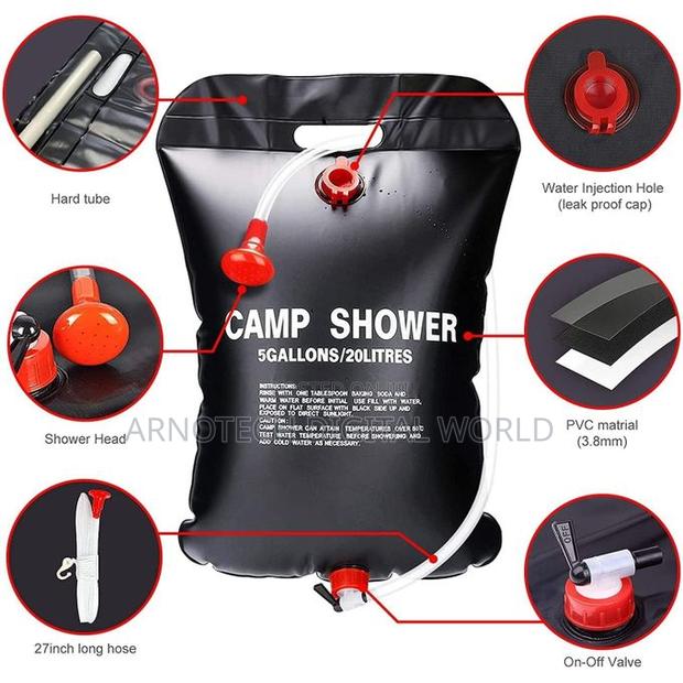 Camping Shower Bag 20l With Detachable Hose Switchable Shower Head - thumbnail 3