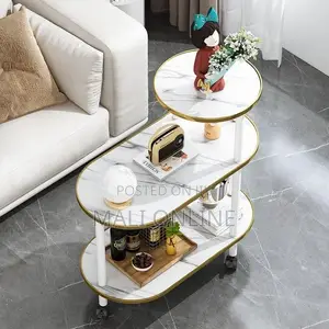 3 Tier Coffee Table Side Table With Wheels 60x30x67cm Movable Wood