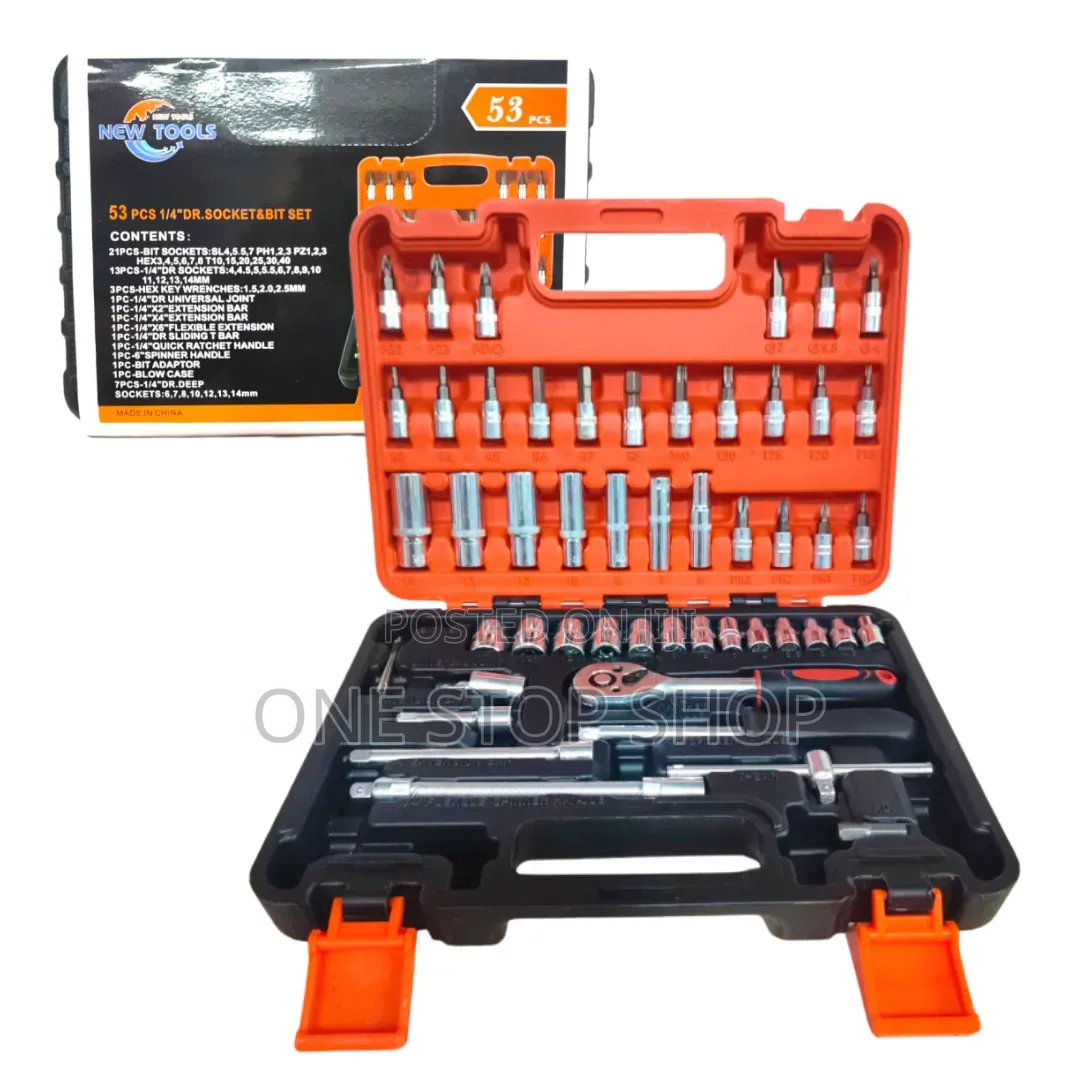 53pc 1/4_inch Drive Ratchet Metric Socket Tool Set