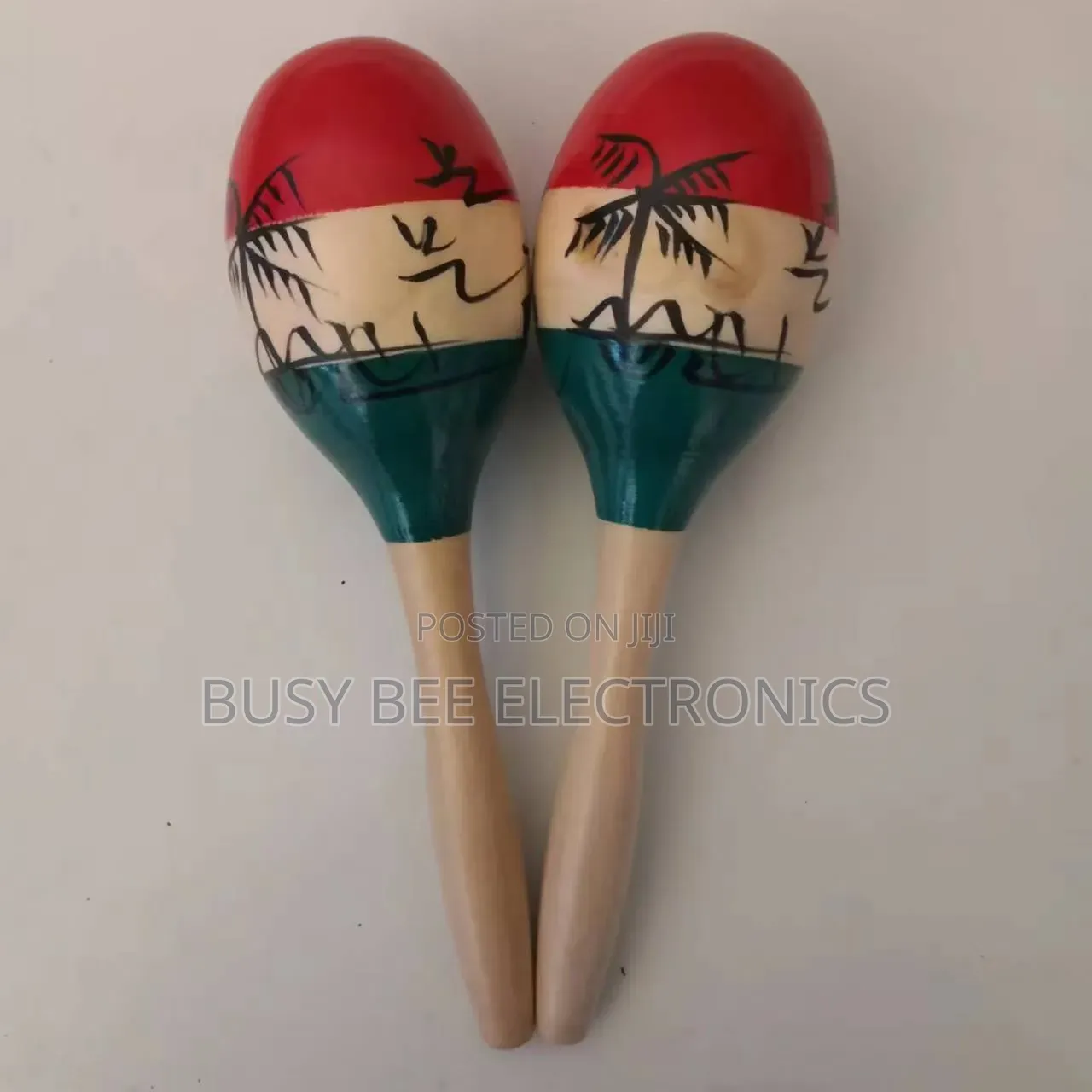 A Pair Wooden Orff Musical Instrument Coconut Tree Maracas