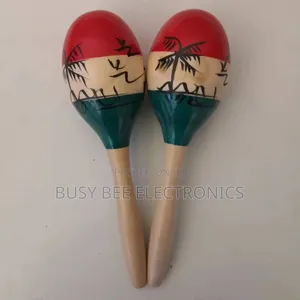 A Pair Wooden Orff Musical Instrument Coconut Tree Maracas
