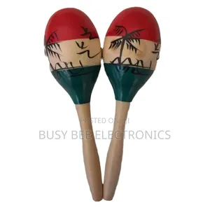 A Pair Wooden Orff Musical Instrument Coconut Tree Maracas