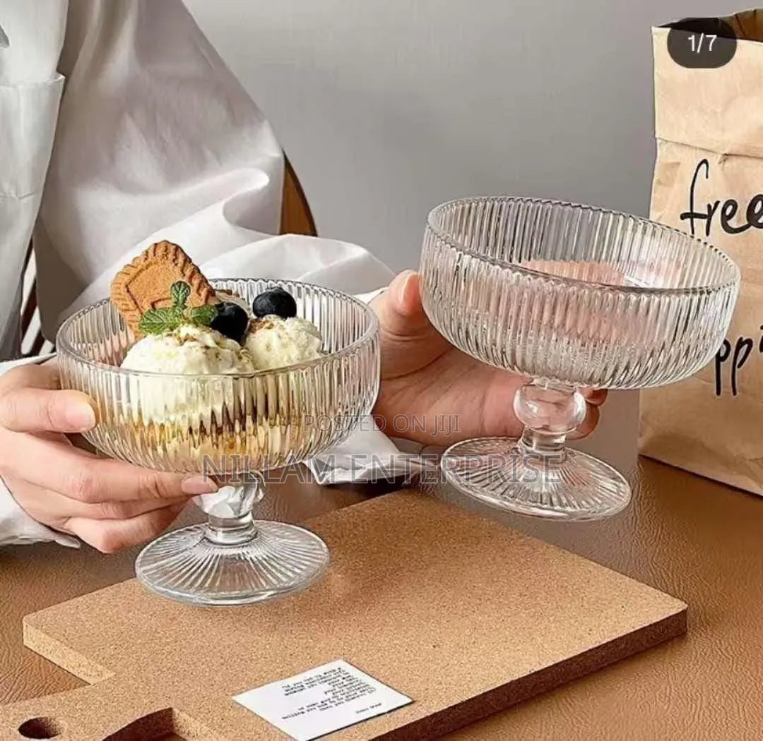 High Borosilicate Ribbed Dessert/Ice Cream Glasses/Goblet
6pc