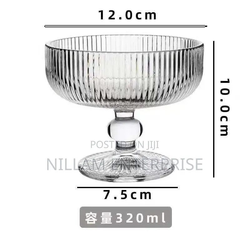 High Borosilicate Ribbed Dessert/Ice Cream Glasses/Goblet
6pc