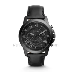 Fossil Fs5132 Grant Chronograph Black Leather Watch for Men