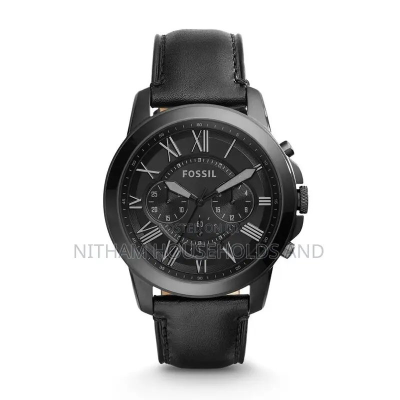 Fossil Fs5132 Grant Chronograph Black Leather Watch for Men