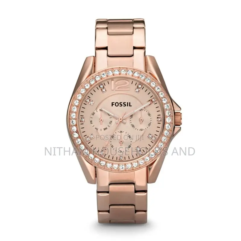 Fossil Es2811 Riley Multifunction Rose Tone Watch for Women
