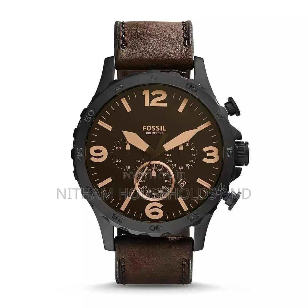 Fossil Jr1487 Nate Chronograph Brown Leather Watch for Men