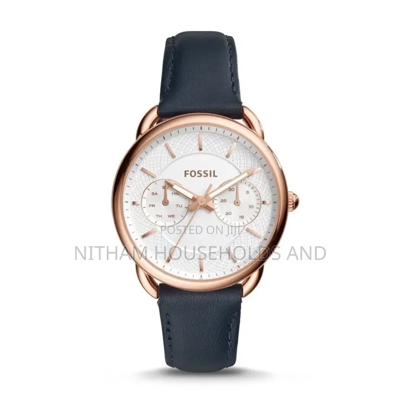 Fossil Es4260 Tailor Multifunction Navy Leather Watch for Women