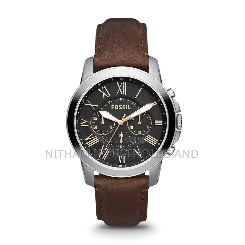 Fossil Fs4813 Grant Quartz Brown Leather Watch for Men