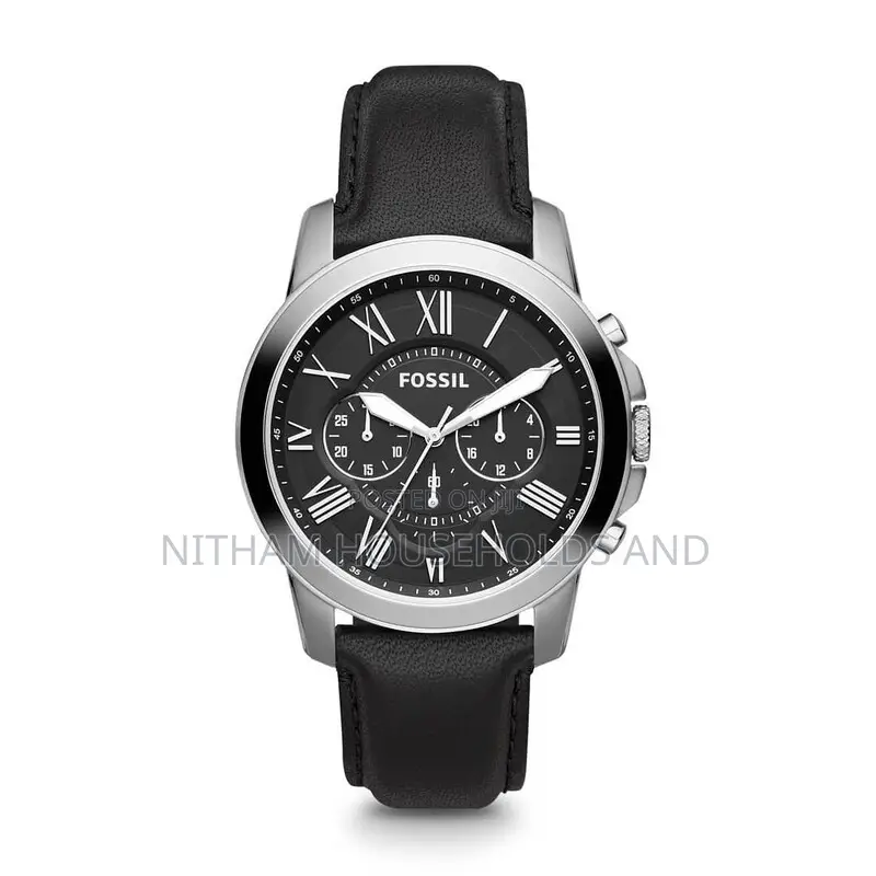 Fossil Fs4812 Grant Quartz Chronograph Black Leather Watch