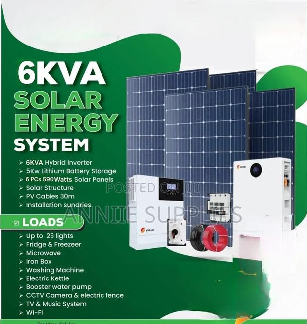 6kva Hybrid Inverter+5.12kwh Lithium Battery+All Accessories