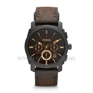 Fossil Fs4656 Machine Chronograph Brown Leather Watch for Men