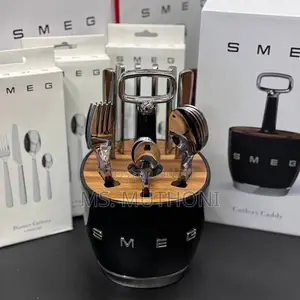 Black  Mirror-Polished 18/10 Stainless Steel Smeg Cutlery Set