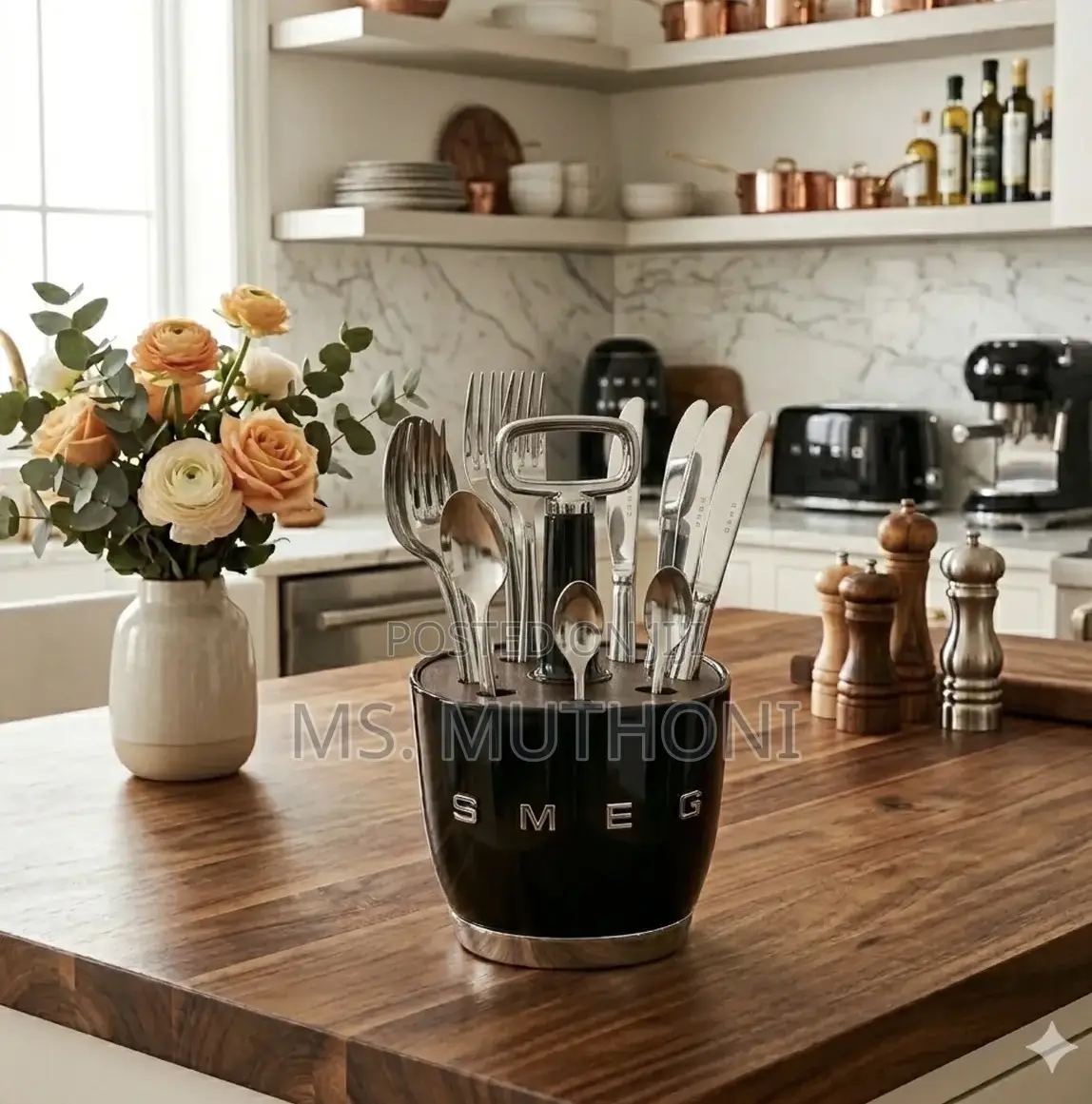  Black Smeg Knife Block Set