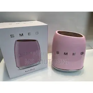 Stylish Retro Aesthetic Smeg Pink Knife Block Set