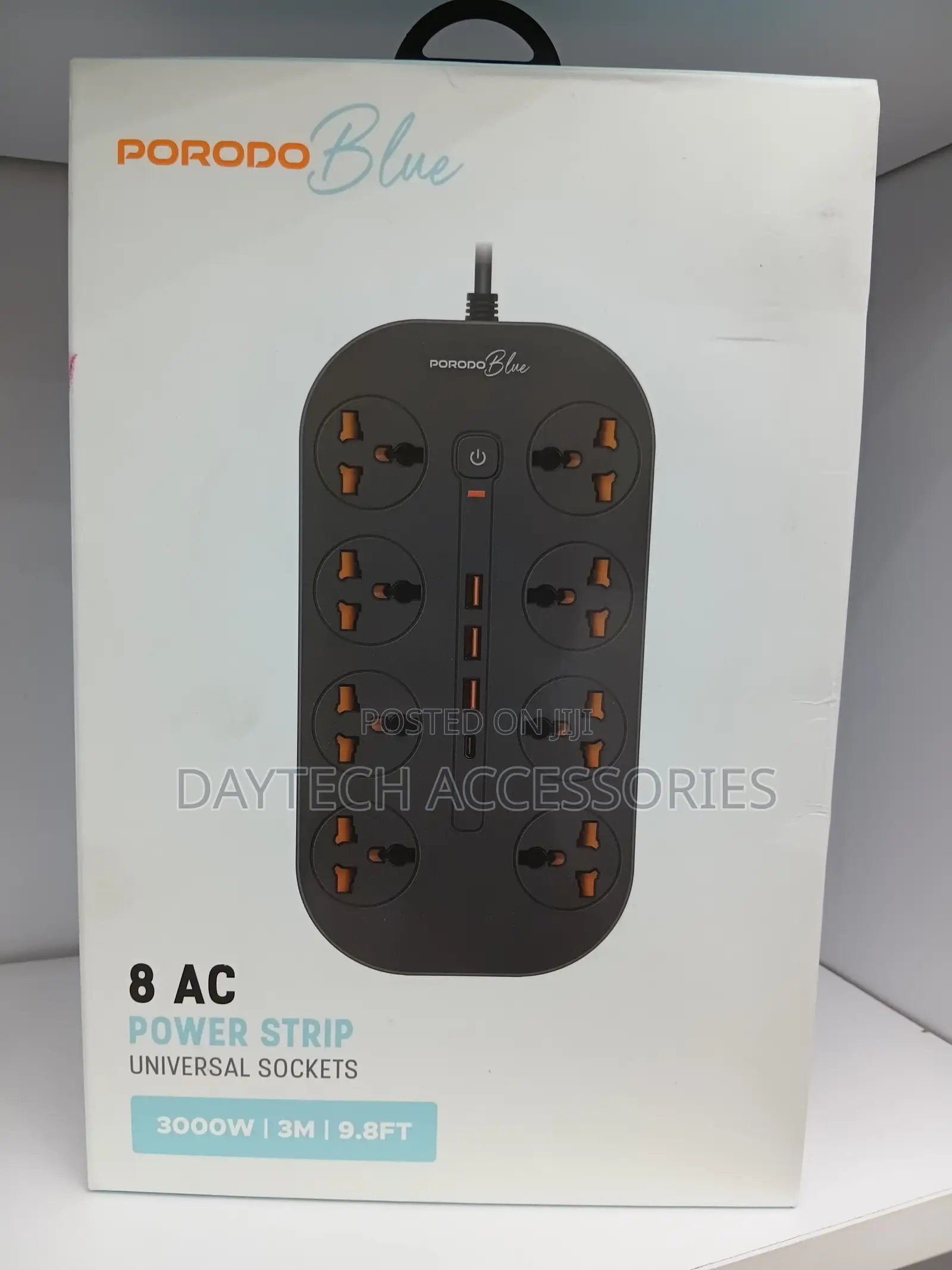 Porodo Blue 8 Ac Power Socket With X1 Usb-C X3 Usb-a Port Uk.
