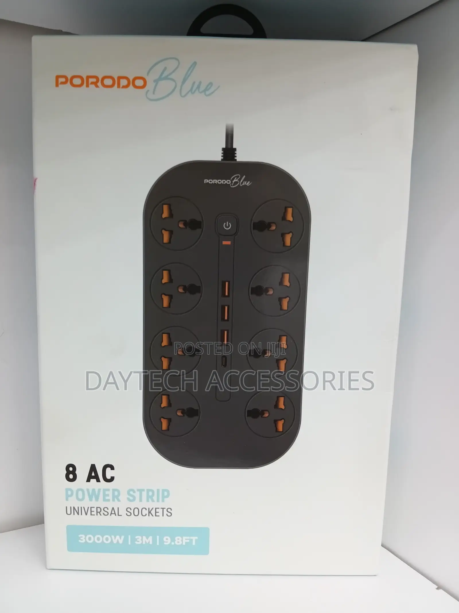 Porodo Blue 8 Ac Power Strip Universal Socket - Multicolor