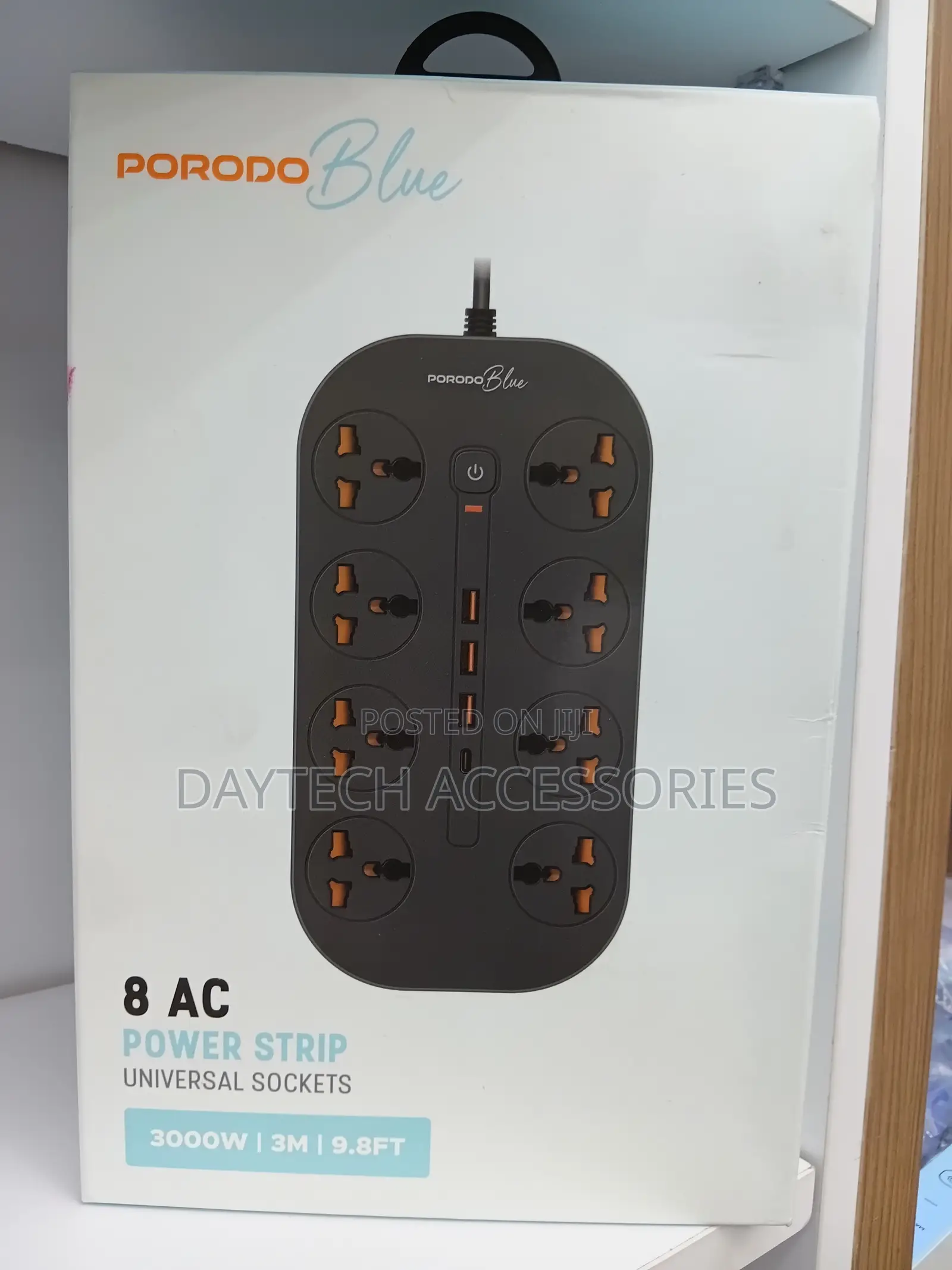 Porodo Blue 8 Ac Power Strip Universal Socket - Multicolor