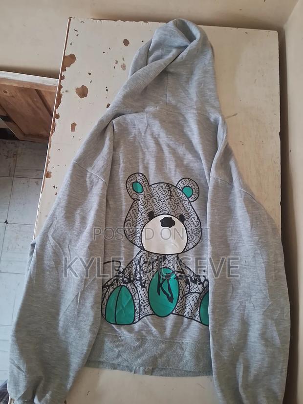 Grey Teddy Bear Print Hoodie - thumbnail 2