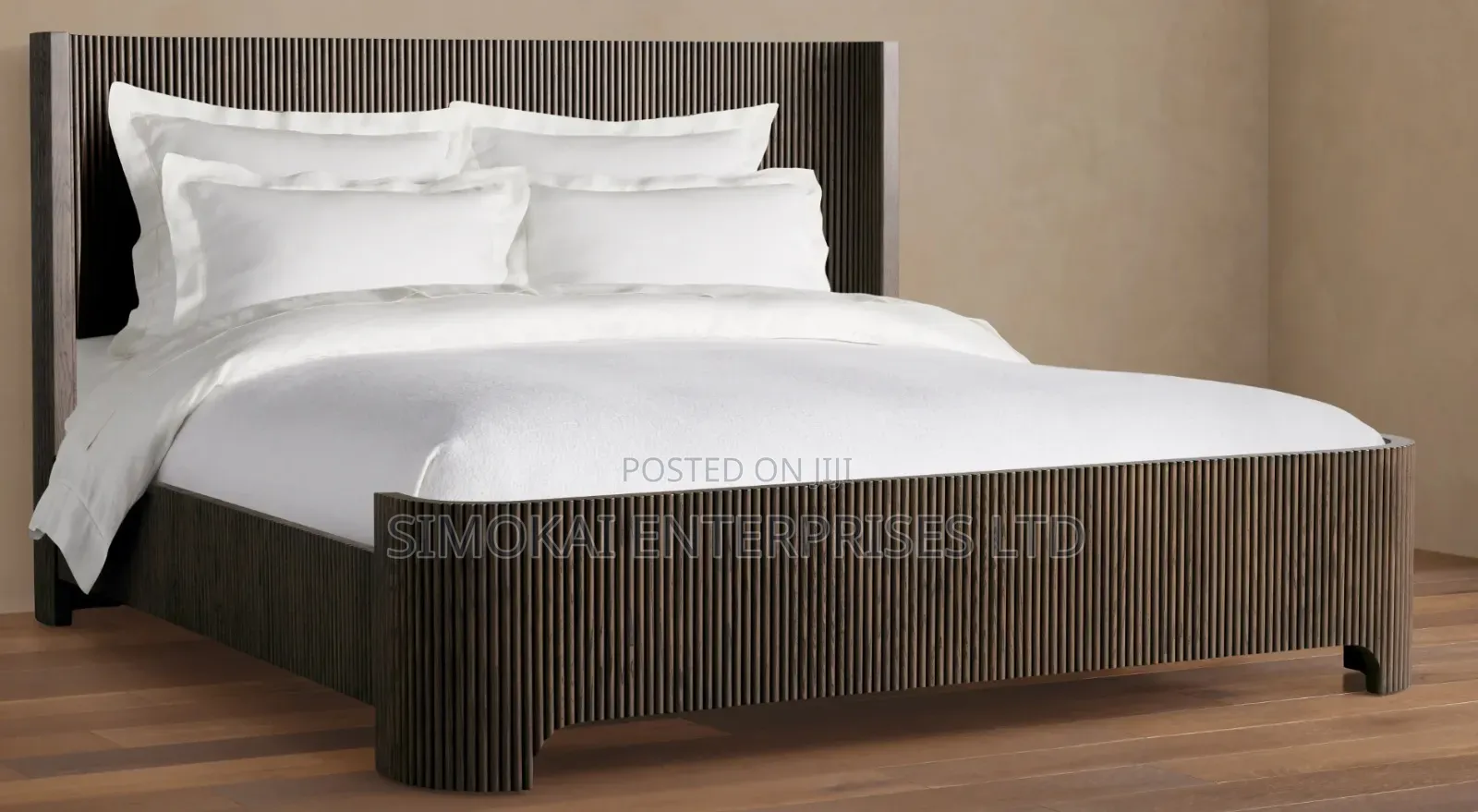 King Queen Size Available in Natural Teak or Chestnut/Walnut