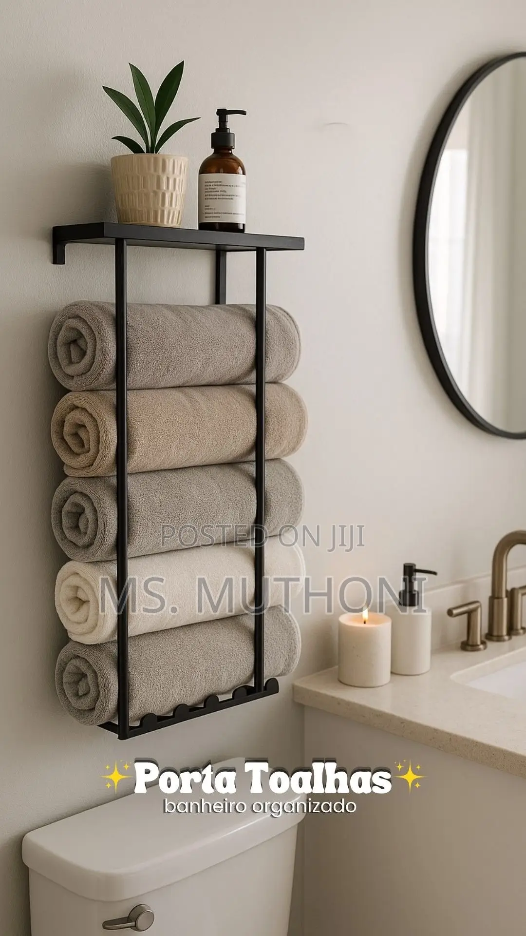 Space Saving Wall Mounted Bathroom Towel Storage Rack
