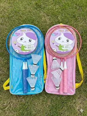 Kids Cute Cartoon Badminton Racket Set With Shuttlecocks Carry Bag