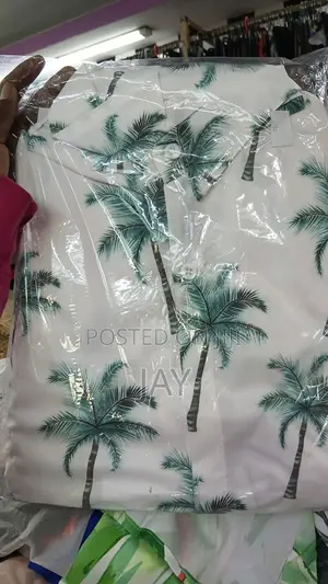 Men Vacation Beach Palm Tree Print Shirt Drawstring Waist Shorts