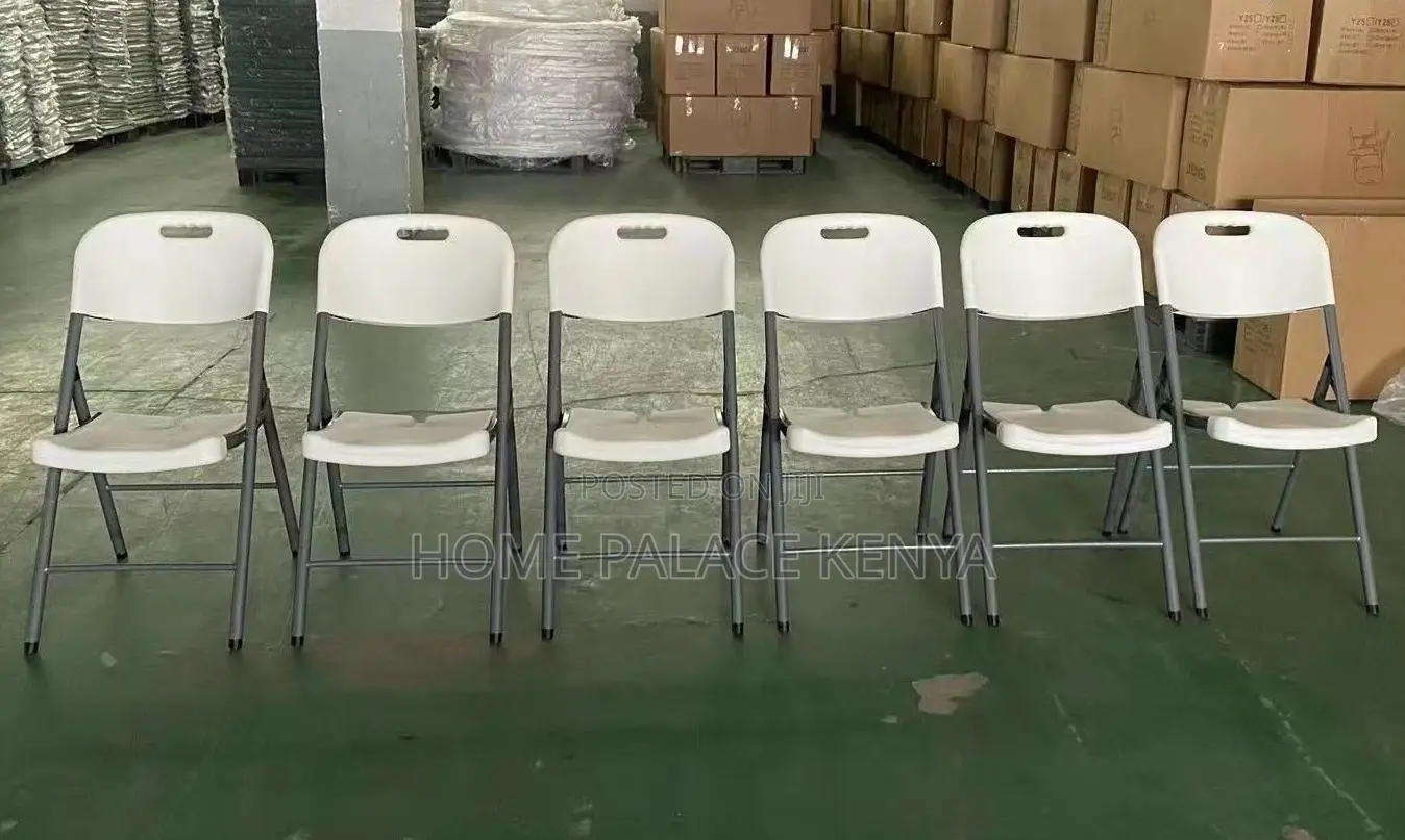 Outdoor Chair: Heavy-Duty White Plastic Folding Banquet Chair