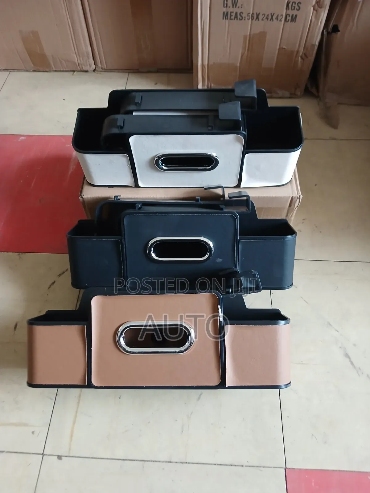 Car Back Seat Organizer With Cup Holders Tissue Box Storage