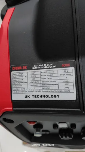 Cigma Uk 4000i Ac Silent Inverter 3.6kw/4kva Petrol Generator