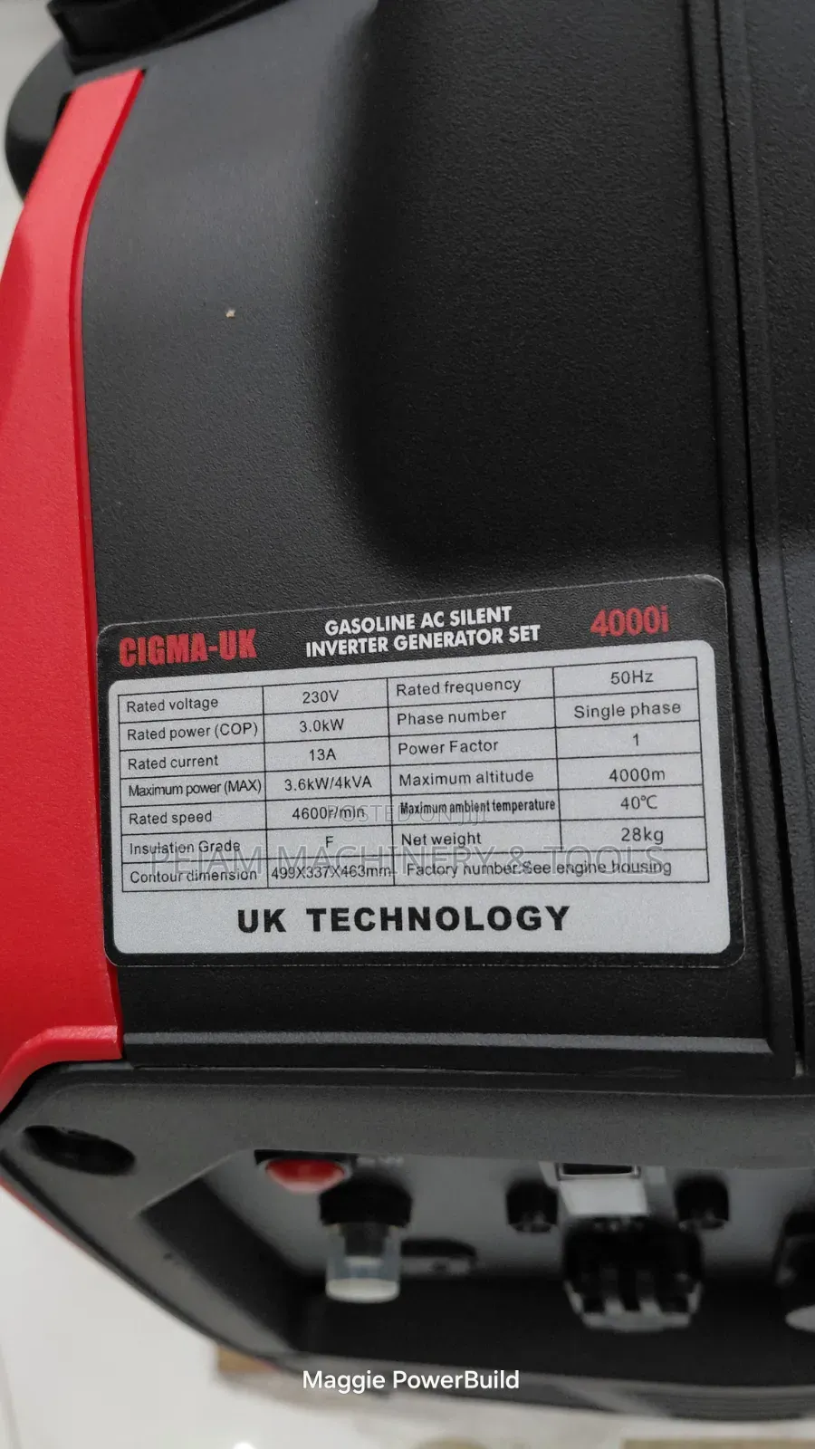 Cigma Uk 4000i Ac Silent Inverter 3.6kw/4kva Petrol Generator