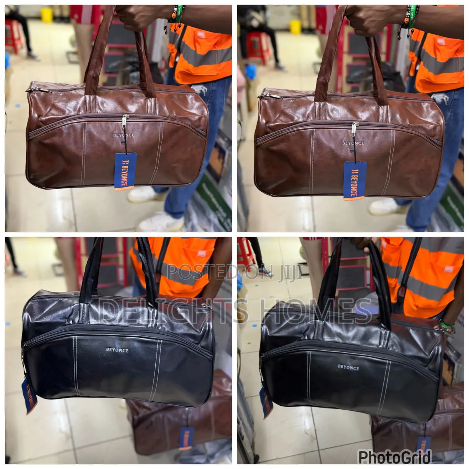 Stylish Leather-Look Duffle Bag —Yu