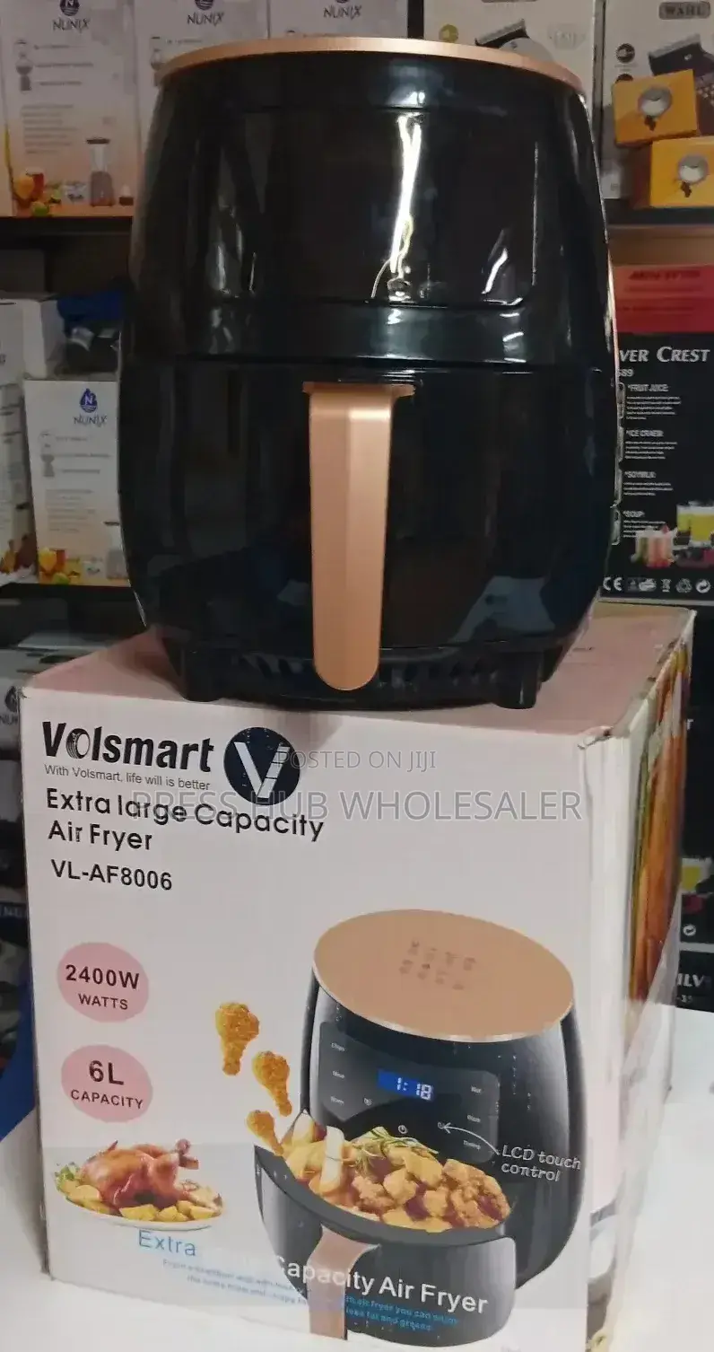 Volsmart 6l Extra Large Capacity Air Fryer, 2400w – Black Gold