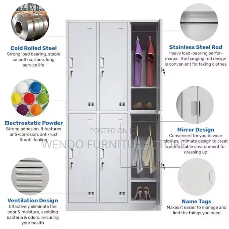 Office Cabinet; Six Lockers Gray Office Cabinet