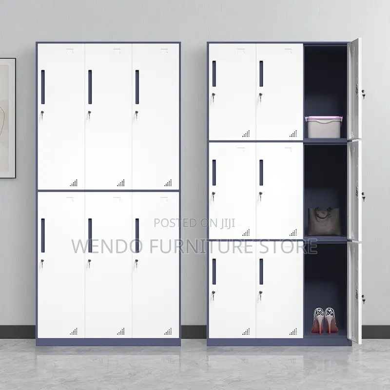 Office Cabinet; Six Lockers Gray Office Cabinet