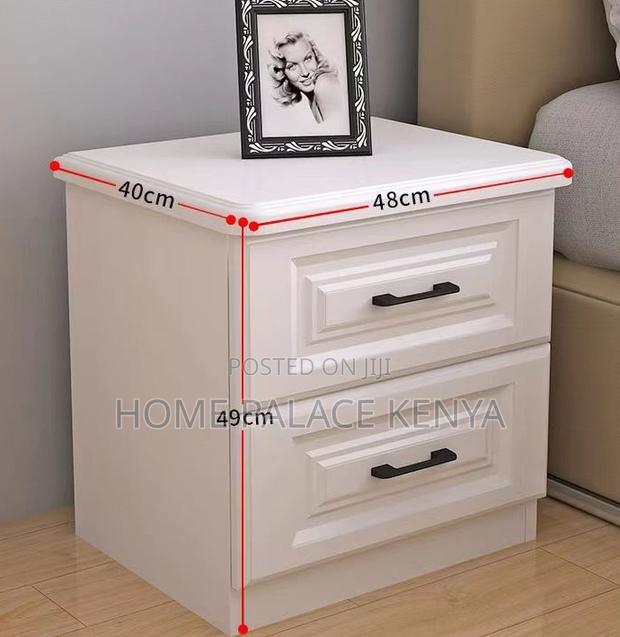 Nightstand; Solid White Oak Bedside Table With Black Handles - thumbnail 3