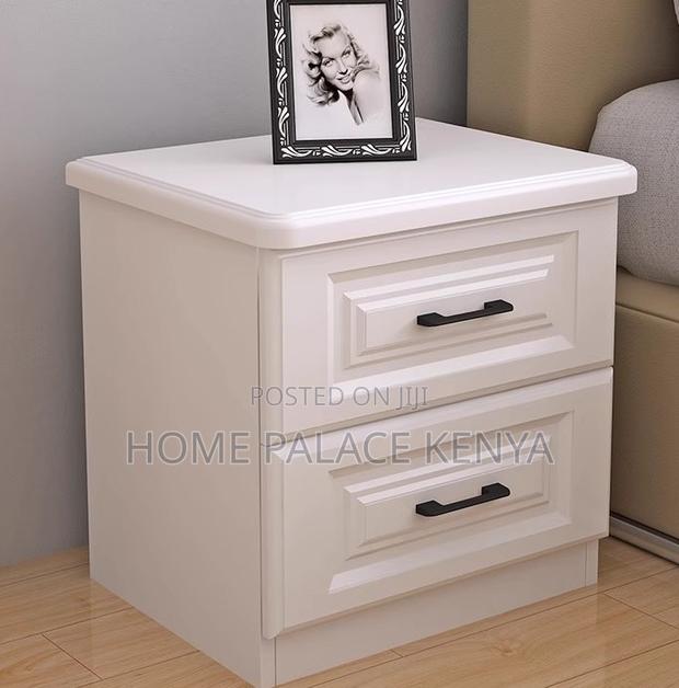 Nightstand; Solid White Oak Bedside Table With Black Handles - thumbnail 4