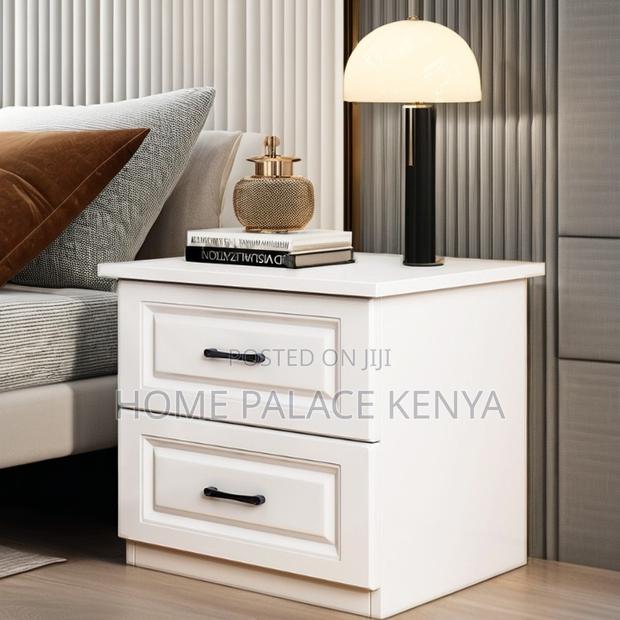 Nightstand; Solid White Oak Bedside Table With Black Handles - thumbnail 5
