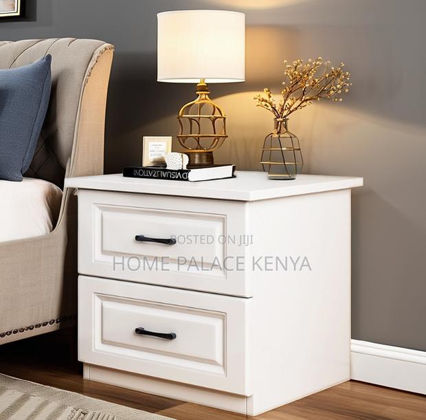Nightstand; Solid White Oak Bedside Table With Black Handles - thumbnail 6