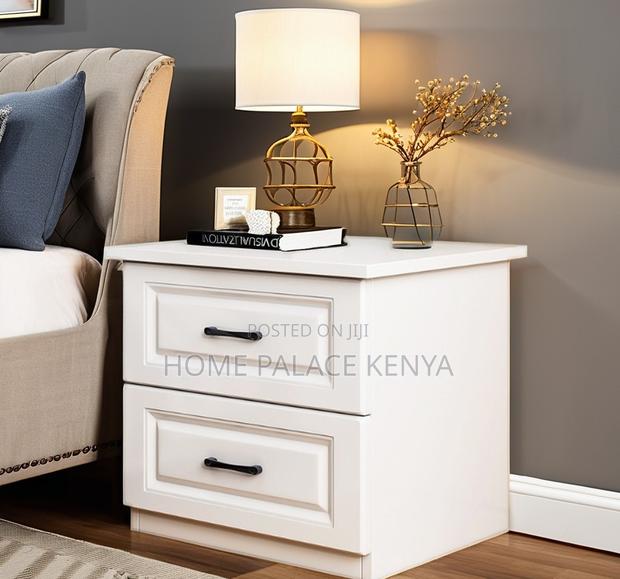 Nightstand; Solid White Oak Bedside Table With Black Handles - thumbnail 7