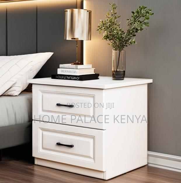 Nightstand; Solid White Oak Bedside Table With Black Handles - thumbnail 8