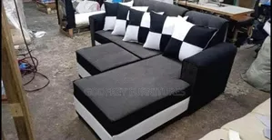Black and White L Shaped Sofa
