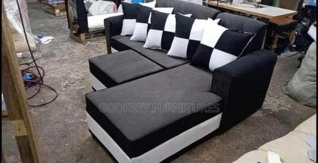 Black and White L Shaped Sofa
