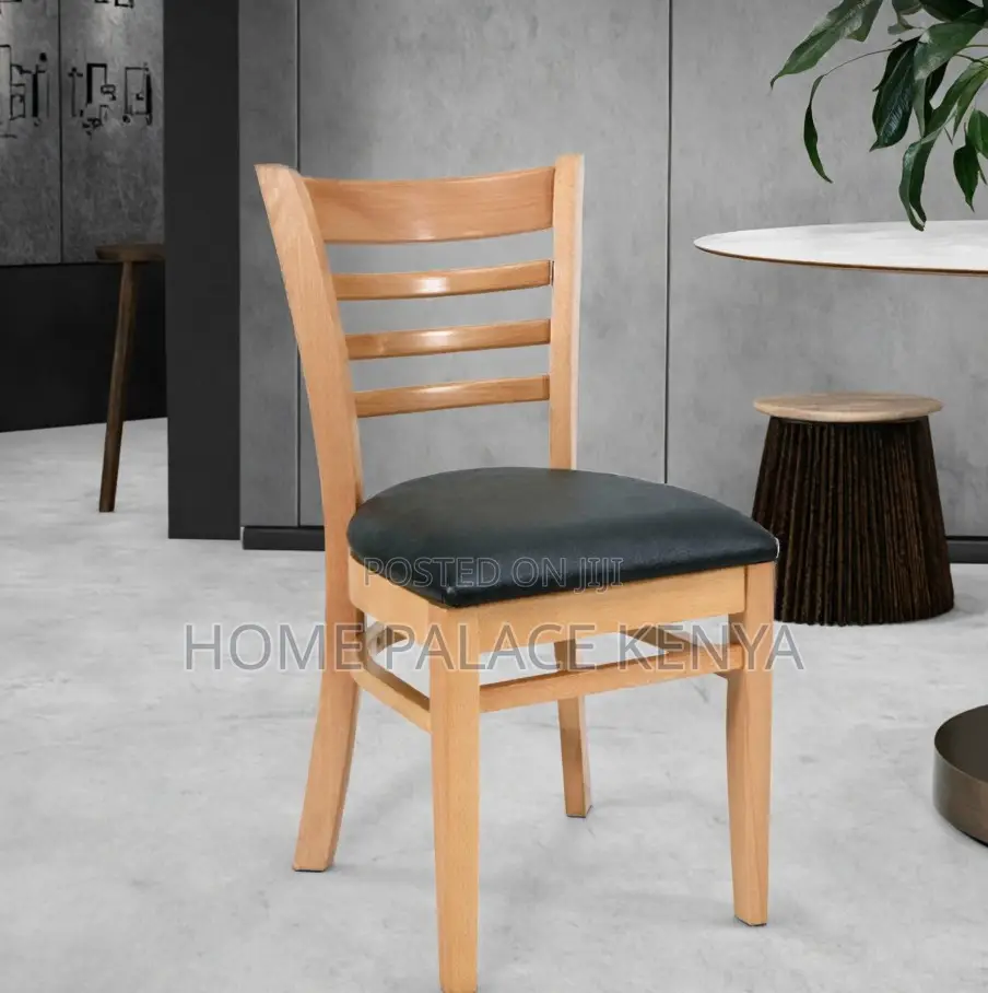 Home Chair: Armless Leather Padded Vintage Wooden Chair