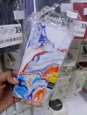 Infinix Hot 8, Fluid Design of White, Blue, and Orange Swirls Case