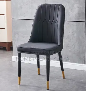 Dining Chair: Two Toned Leather All Padded Chair With Metallic Legs